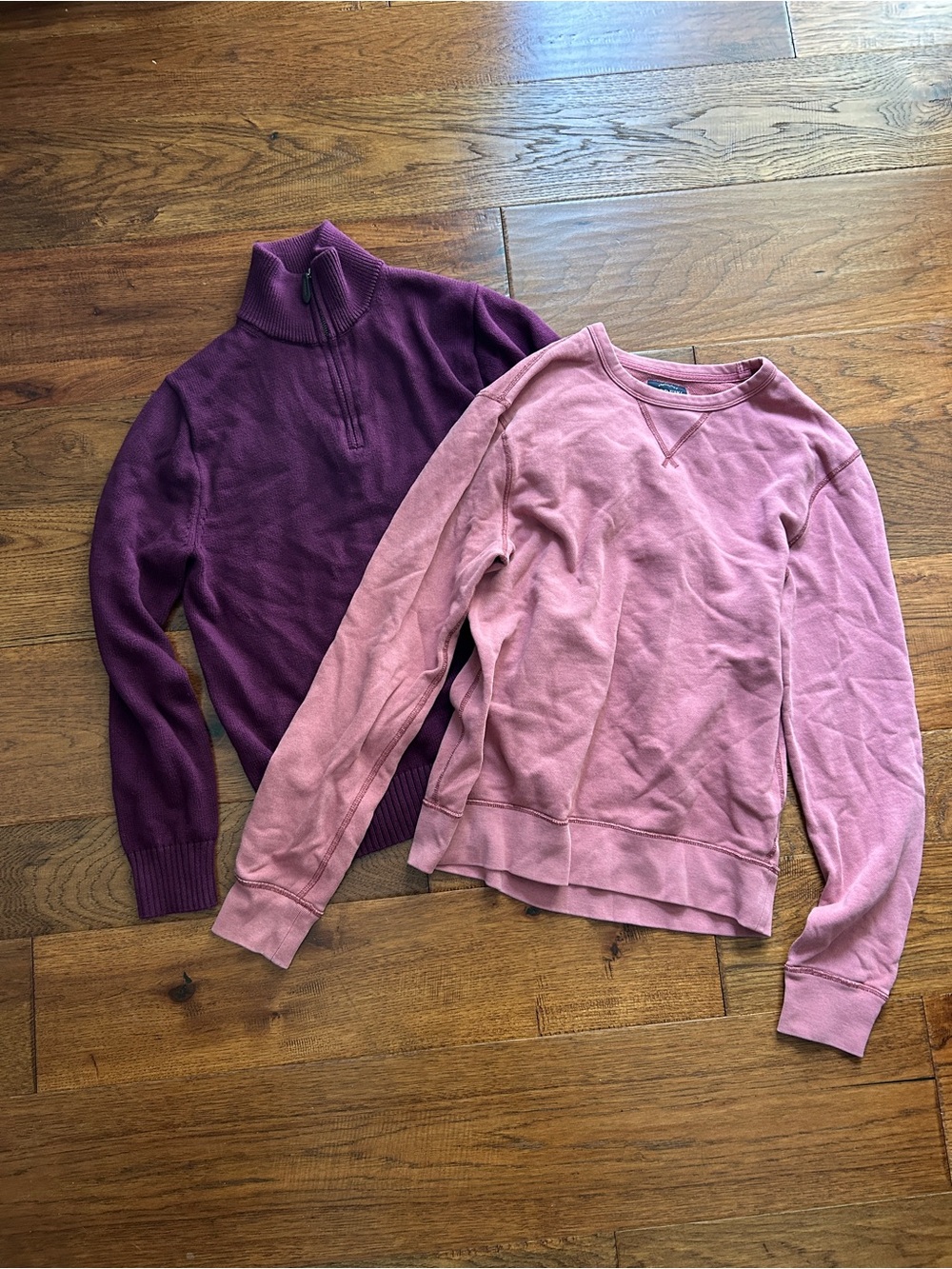 JCrew Set of 2 Cottom Sweater - zip neck comfy jumper - Pink / Burgundy - Size S